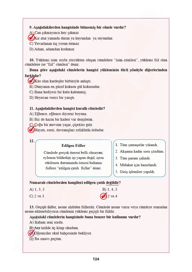 8. Sınıf Türkçe Ders Kitabı Cevapları Hecce Yayınları Sayfa 124 Çözüm Görseli