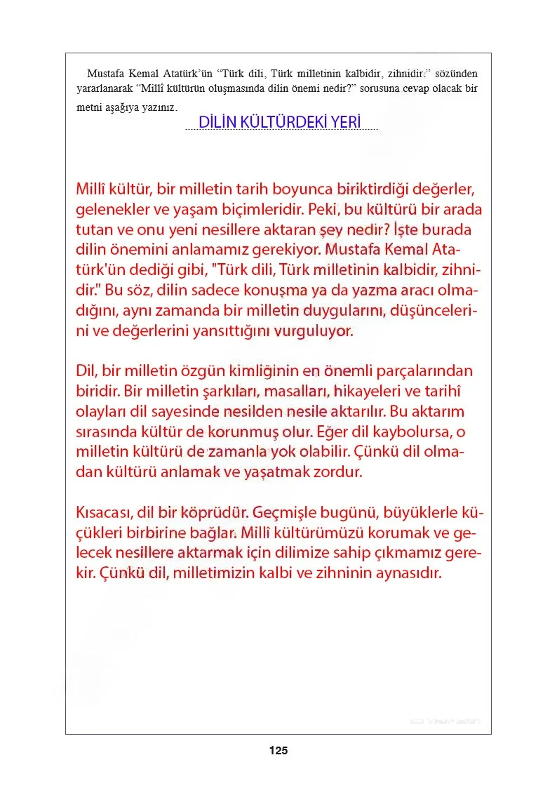 8. Sınıf Türkçe Ders Kitabı Cevapları Hecce Yayınları Sayfa 125 Çözüm Görseli