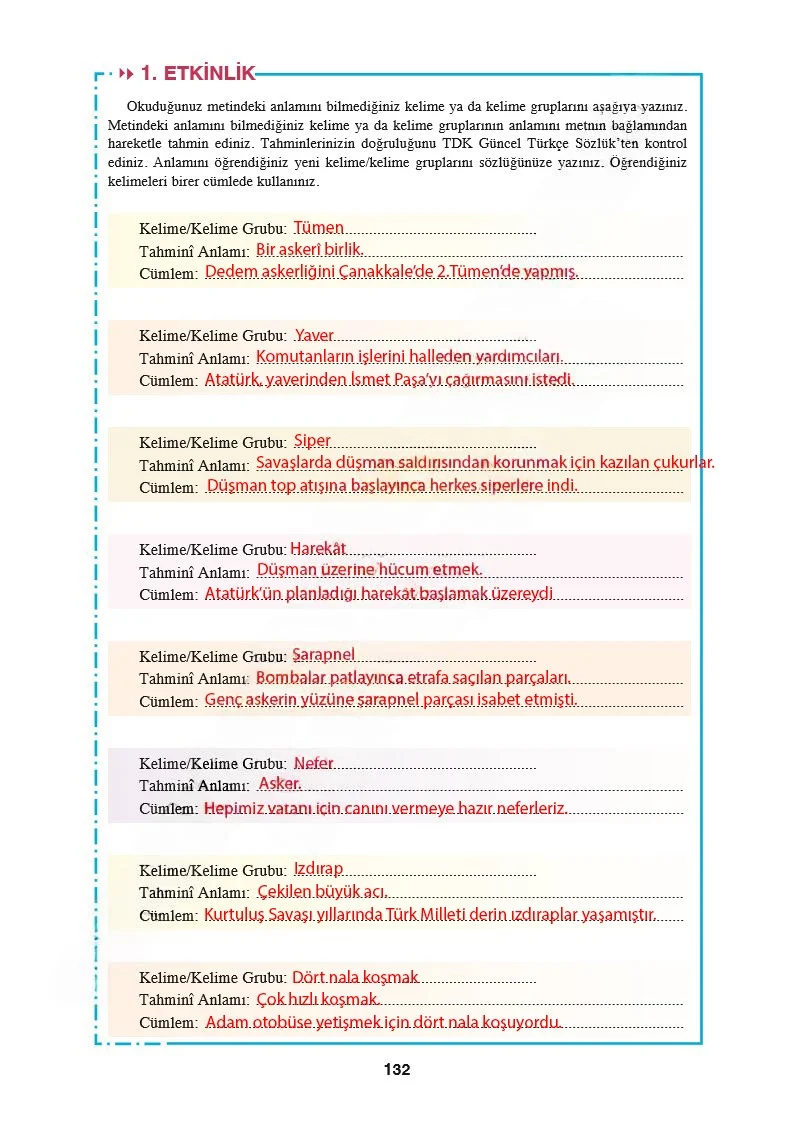 8. Sınıf Türkçe Ders Kitabı Cevapları Hecce Yayınları Sayfa 132 Çözüm Görseli