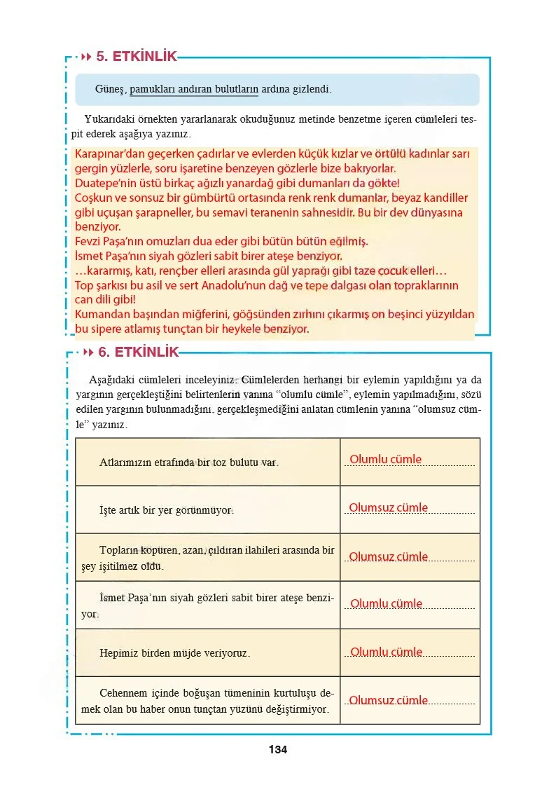 8. Sınıf Türkçe Ders Kitabı Cevapları Hecce Yayınları Sayfa 134 Çözüm Görseli