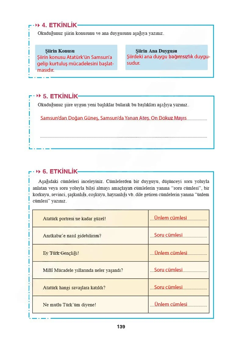 8. Sınıf Türkçe Ders Kitabı Cevapları Hecce Yayınları Sayfa 139 Çözüm Görseli