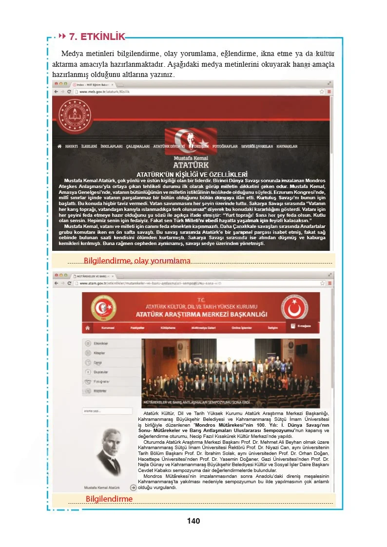 8. Sınıf Türkçe Ders Kitabı Cevapları Hecce Yayınları Sayfa 140 Çözüm Görseli
