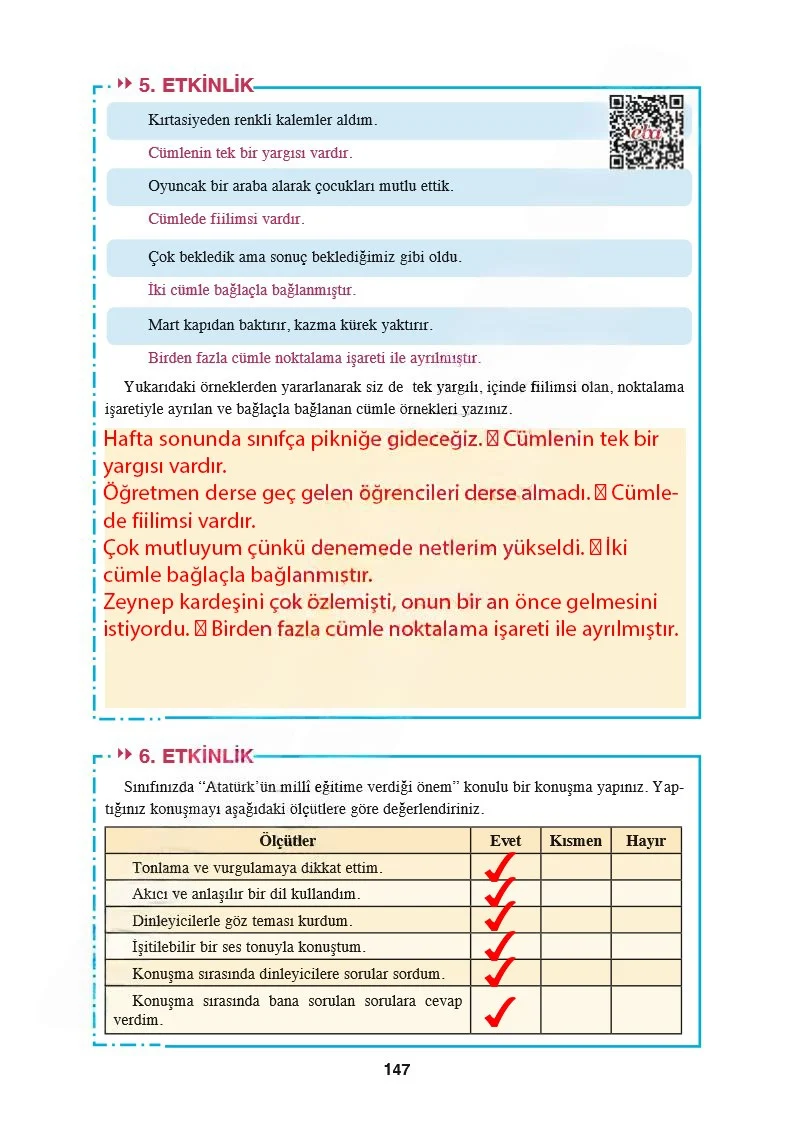 8. Sınıf Türkçe Ders Kitabı Cevapları Hecce Yayınları Sayfa 147 Çözüm Görseli