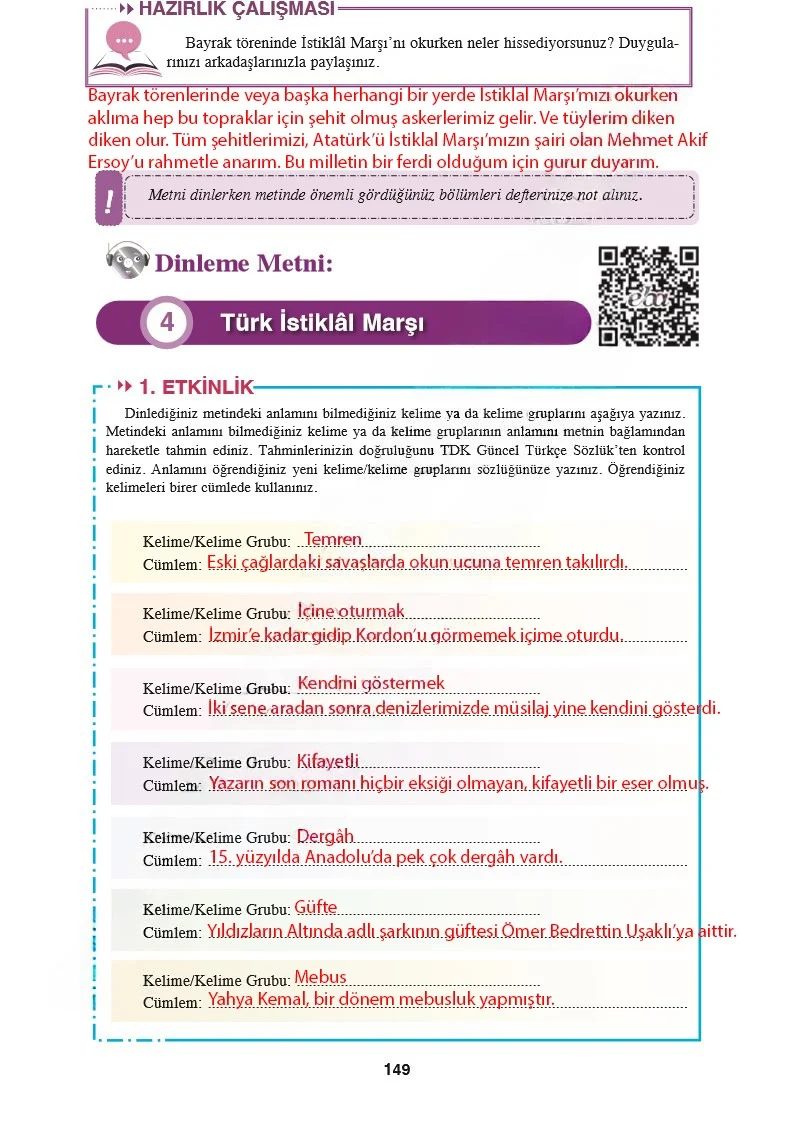 8. Sınıf Türkçe Ders Kitabı Cevapları Hecce Yayınları Sayfa 149 Çözüm Görseli