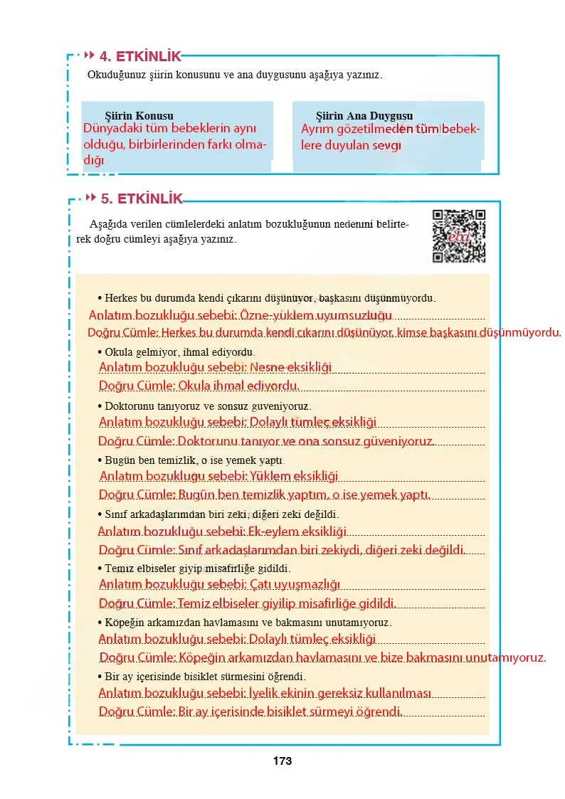 8. Sınıf Türkçe Ders Kitabı Cevapları Hecce Yayınları Sayfa 173 Çözüm Görseli
