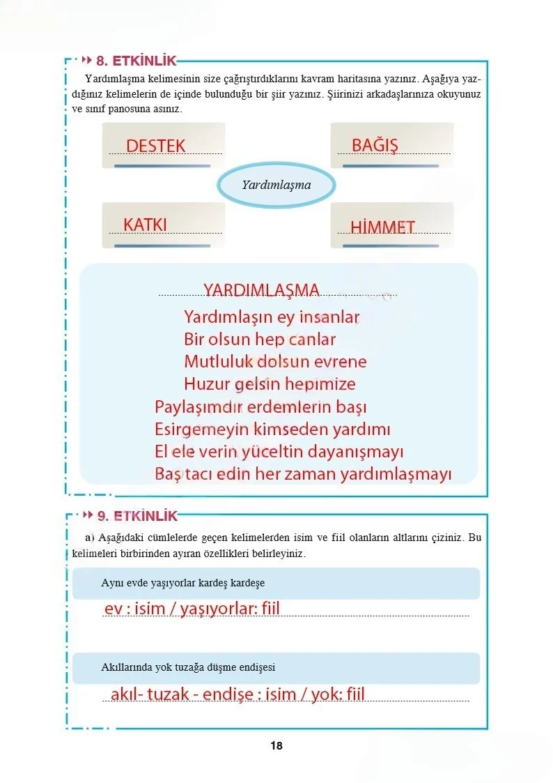 8. Sınıf Türkçe Ders Kitabı Cevapları Hecce Yayınları Sayfa 18 Çözüm Görseli