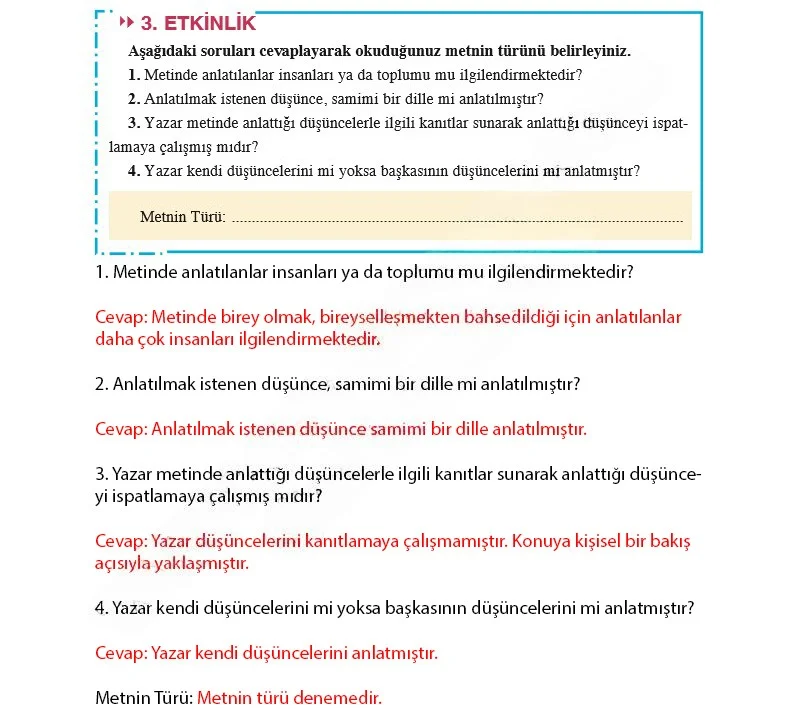 8. Sınıf Türkçe Ders Kitabı Cevapları Hecce Yayınları Sayfa 181 Çözüm Görseli