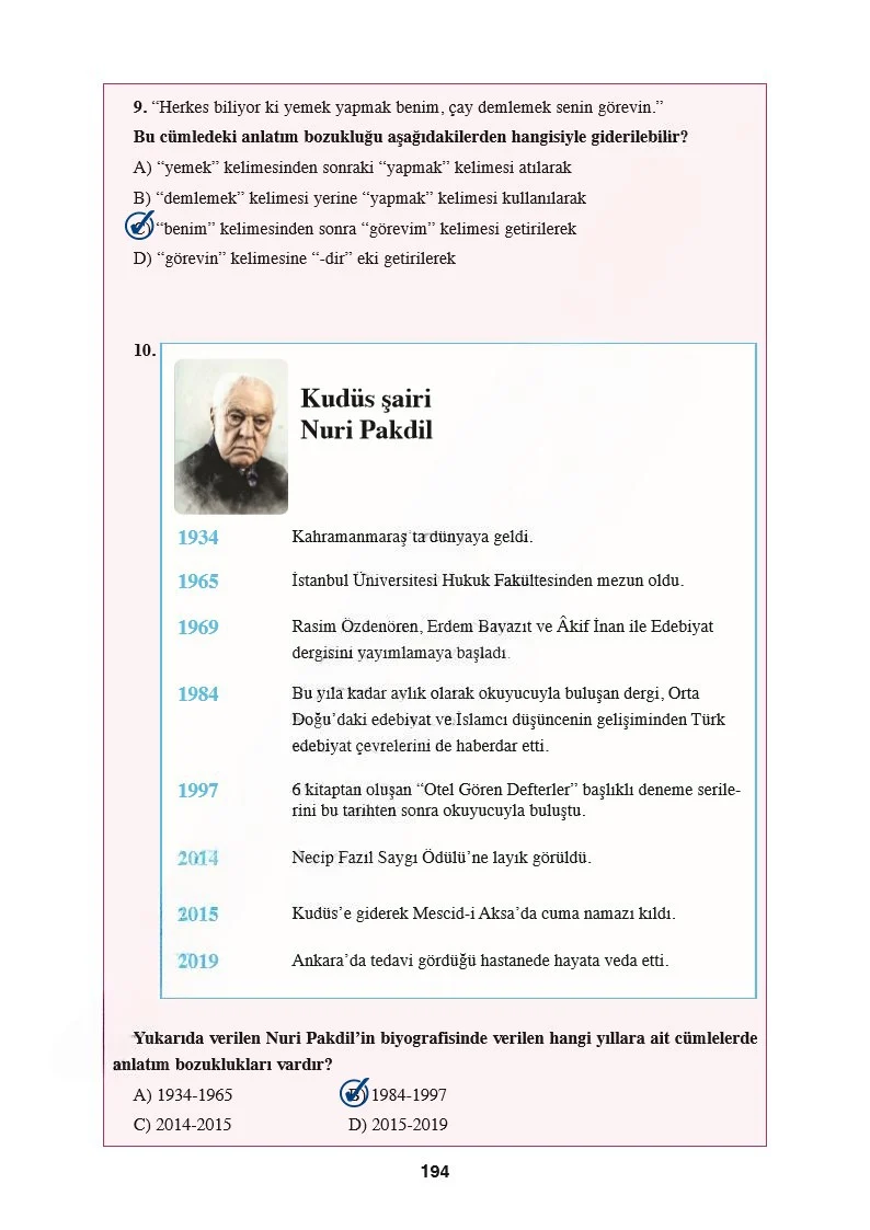 8. Sınıf Türkçe Ders Kitabı Cevapları Hecce Yayınları Sayfa 194 Çözüm Görseli