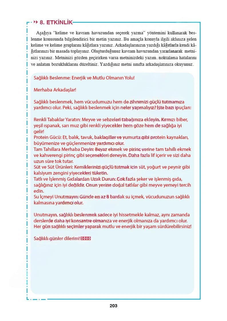 8. Sınıf Türkçe Ders Kitabı Cevapları Hecce Yayınları Sayfa 203 Çözüm Görseli