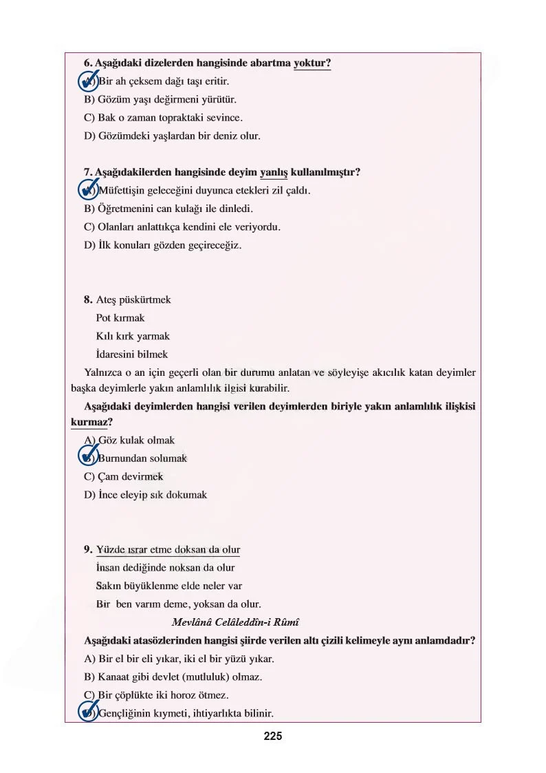 8. Sınıf Türkçe Ders Kitabı Cevapları Hecce Yayınları Sayfa 225 Çözüm Görseli