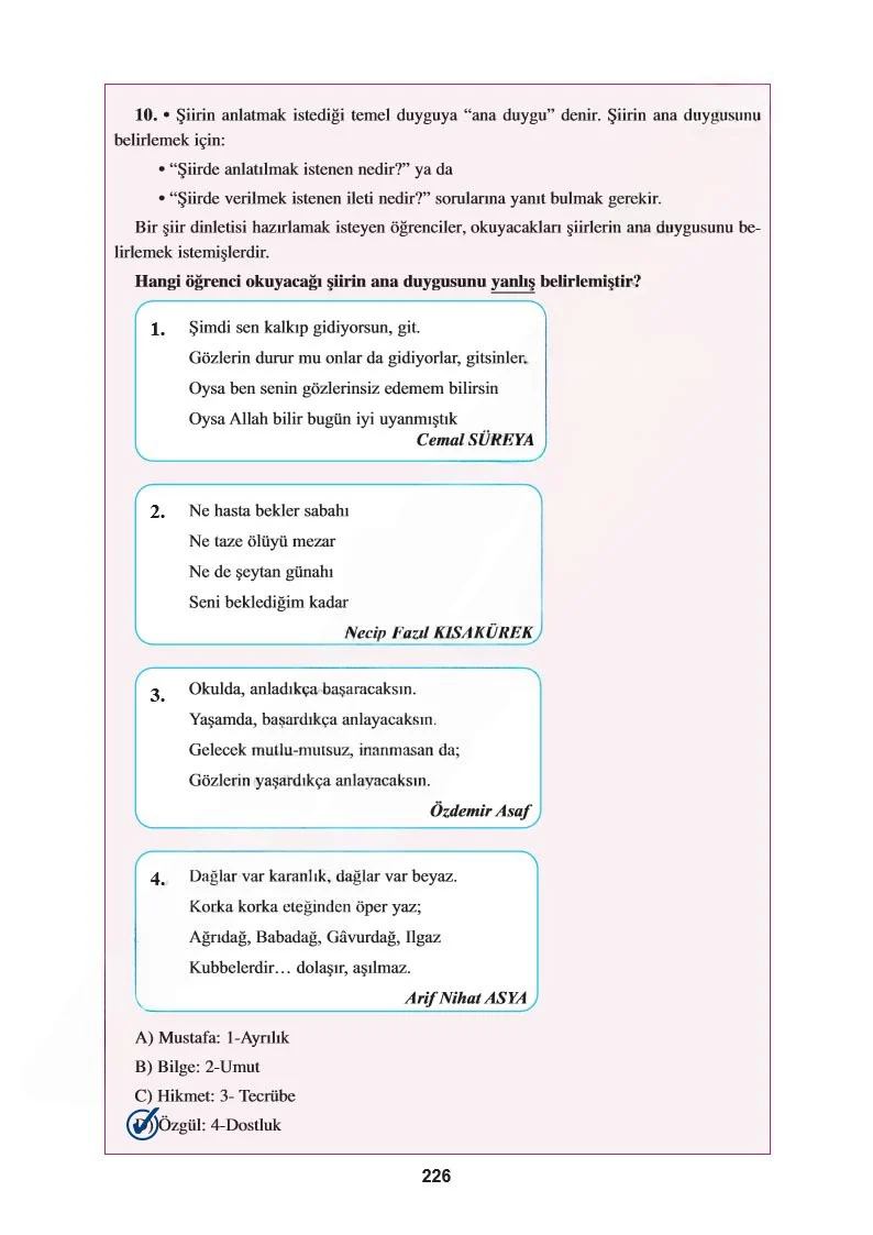 8. Sınıf Türkçe Ders Kitabı Cevapları Hecce Yayınları Sayfa 226 Çözüm Görseli