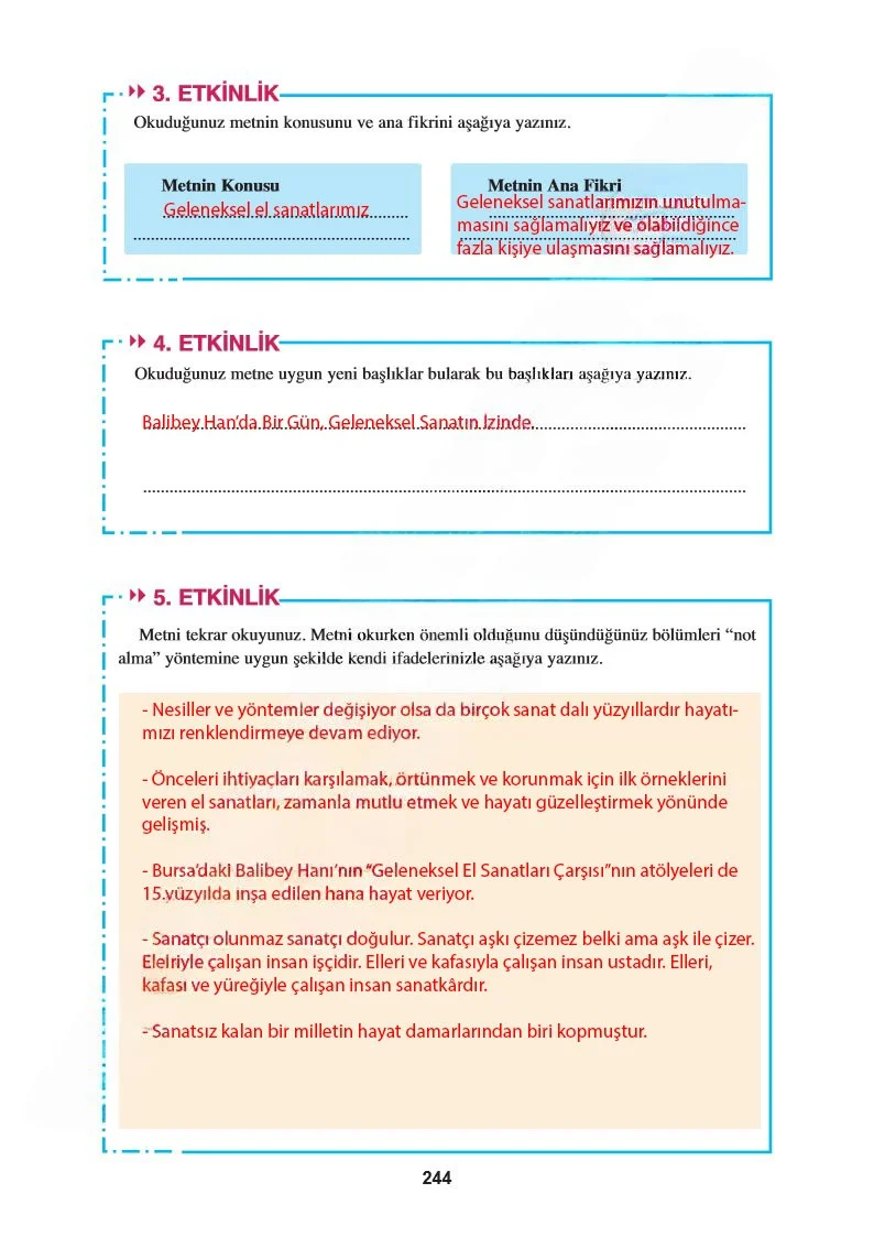 8. Sınıf Türkçe Ders Kitabı Cevapları Hecce Yayınları Sayfa 244 Çözüm Görseli