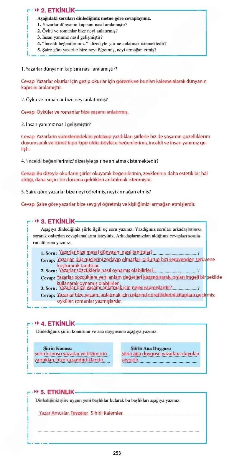8. Sınıf Türkçe Ders Kitabı Cevapları Hecce Yayınları Sayfa 253 Çözüm Görseli