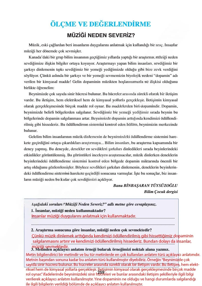 8. Sınıf Türkçe Ders Kitabı Cevapları Hecce Yayınları Sayfa 259 Çözüm Görseli