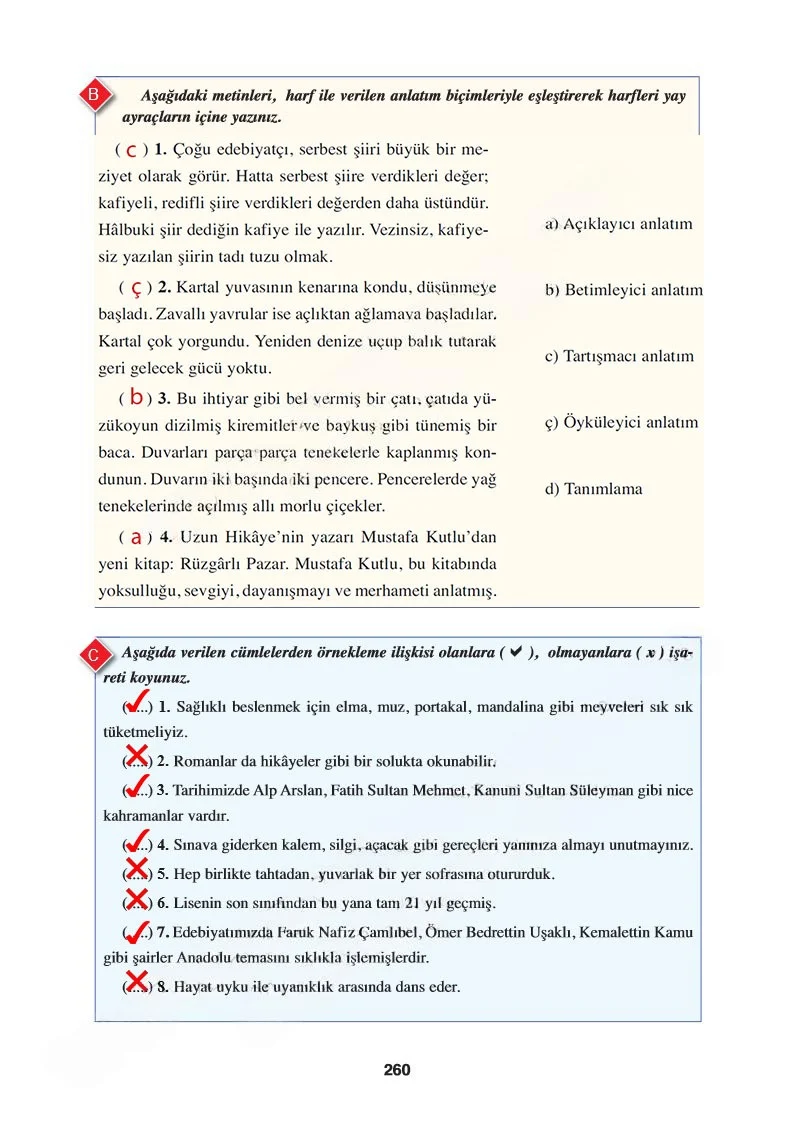 8. Sınıf Türkçe Ders Kitabı Cevapları Hecce Yayınları Sayfa 260 Çözüm Görseli