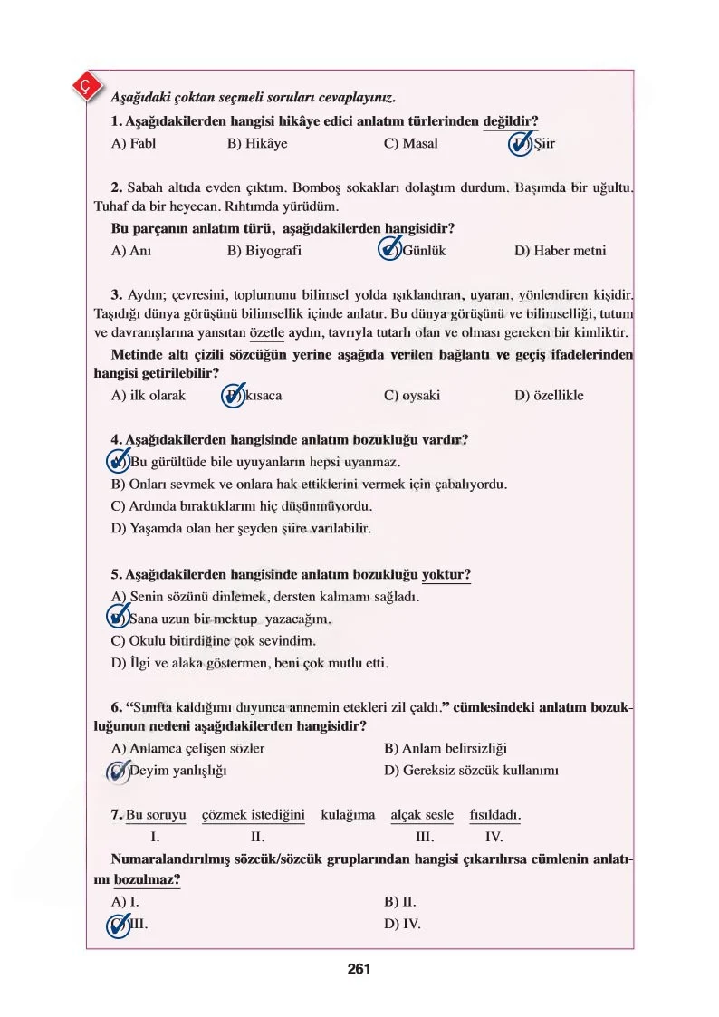 8. Sınıf Türkçe Ders Kitabı Cevapları Hecce Yayınları Sayfa 261 Çözüm Görseli