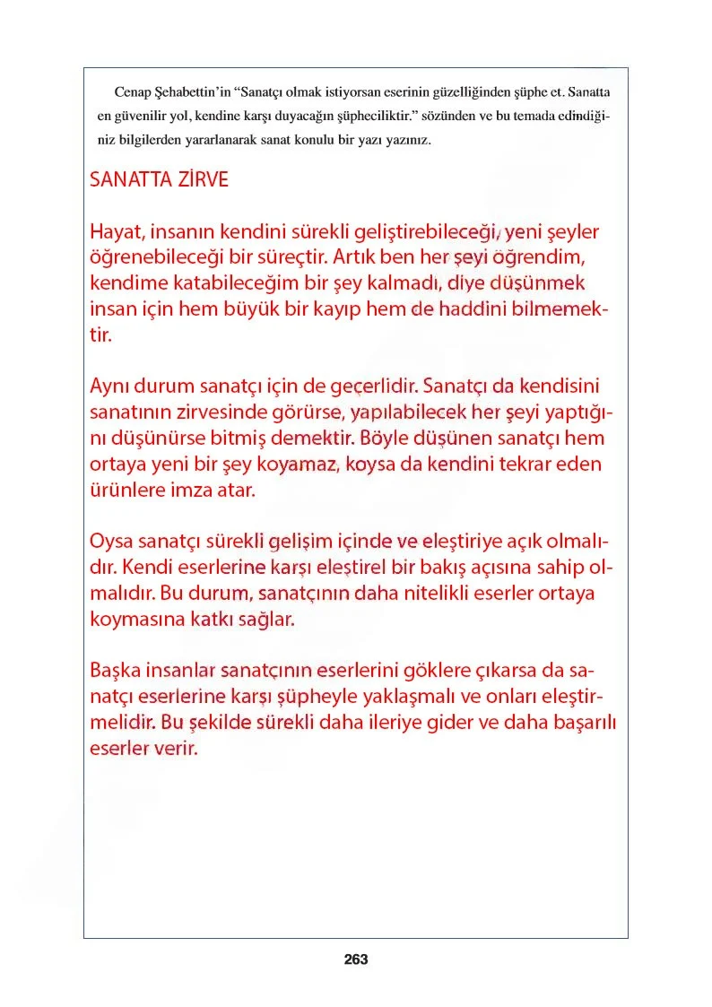 8. Sınıf Türkçe Ders Kitabı Cevapları Hecce Yayınları Sayfa 263 Çözüm Görseli