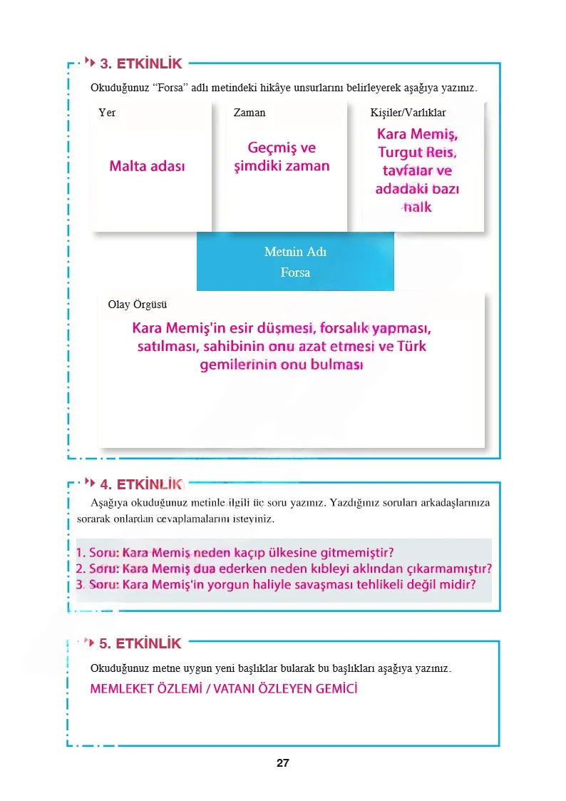 8. Sınıf Türkçe Ders Kitabı Cevapları Hecce Yayınları Sayfa 27 Çözüm Görseli