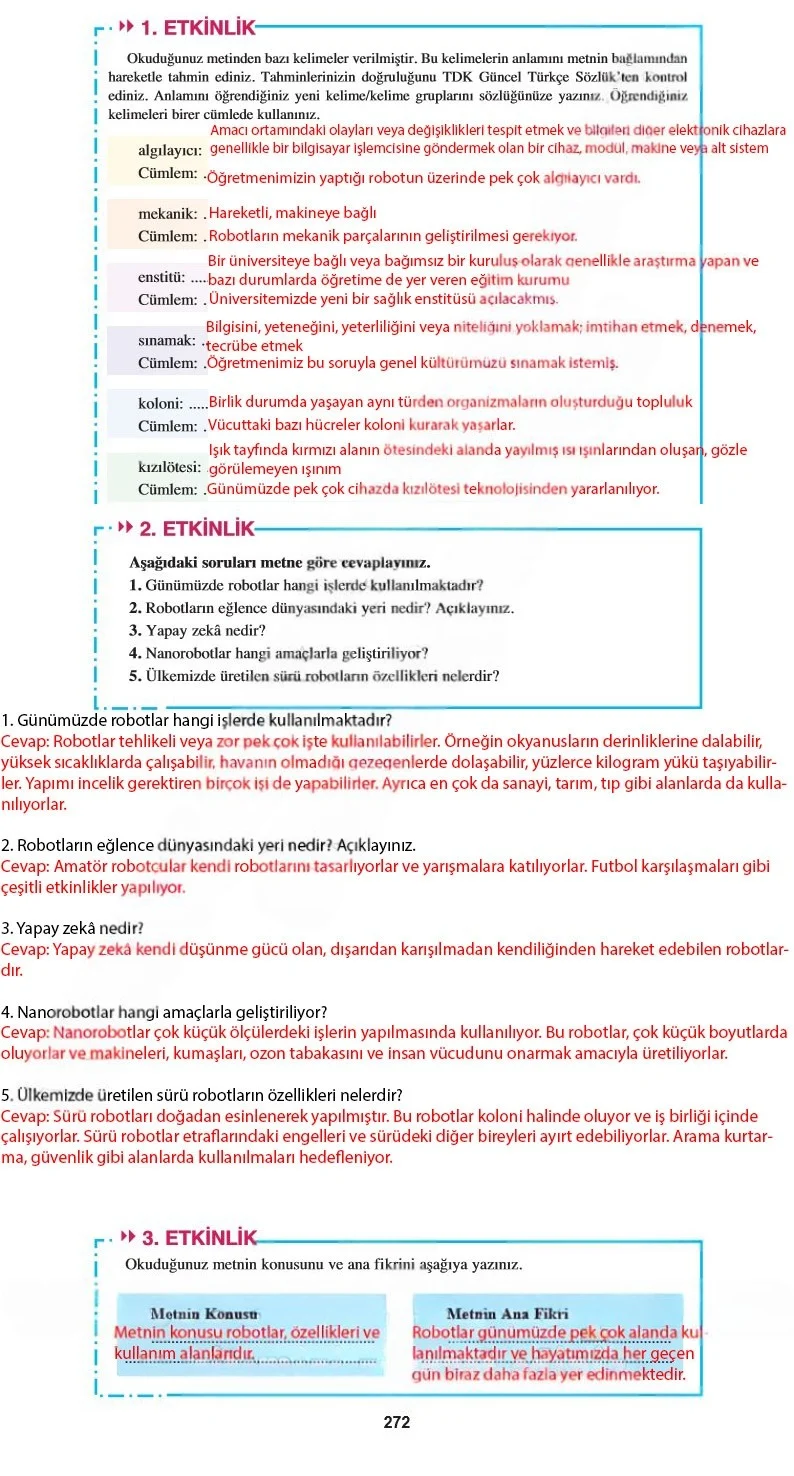 8. Sınıf Türkçe Ders Kitabı Cevapları Hecce Yayınları Sayfa 272 Çözüm Görseli
