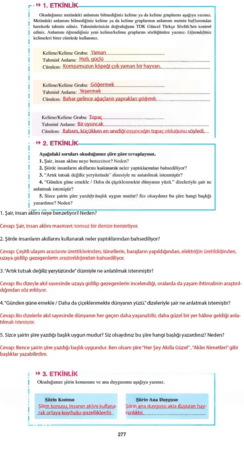 8. Sınıf Türkçe Ders Kitabı Cevapları Hecce Yayınları Sayfa 277 Çözüm Görseli