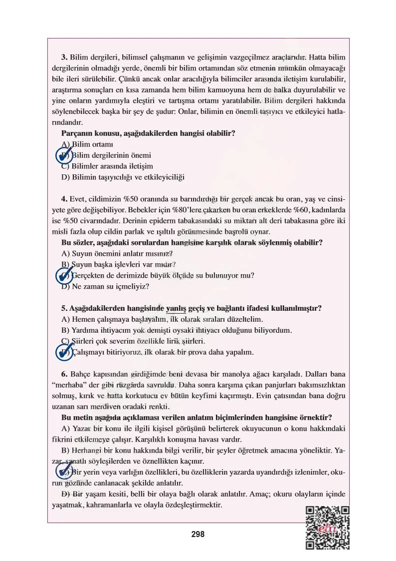 8. Sınıf Türkçe Ders Kitabı Cevapları Hecce Yayınları Sayfa 298 Çözüm Görseli
