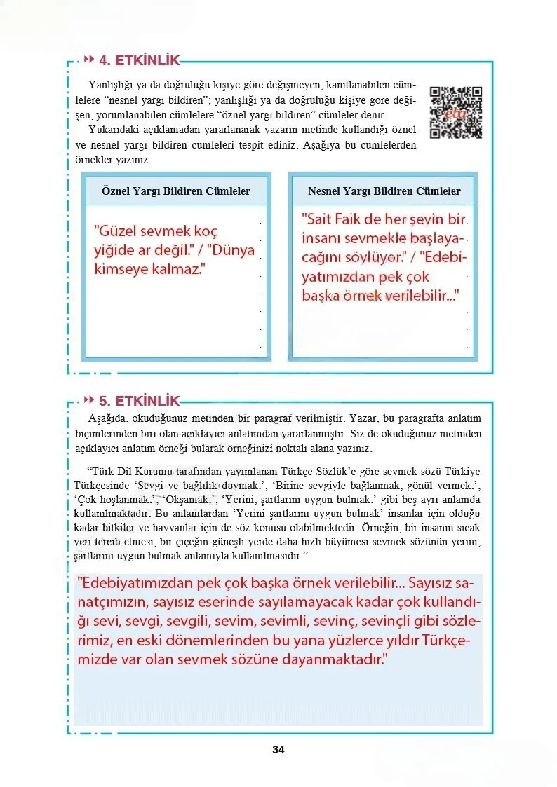 8. Sınıf Türkçe Ders Kitabı Cevapları Hecce Yayınları Sayfa 34 Çözüm Görseli