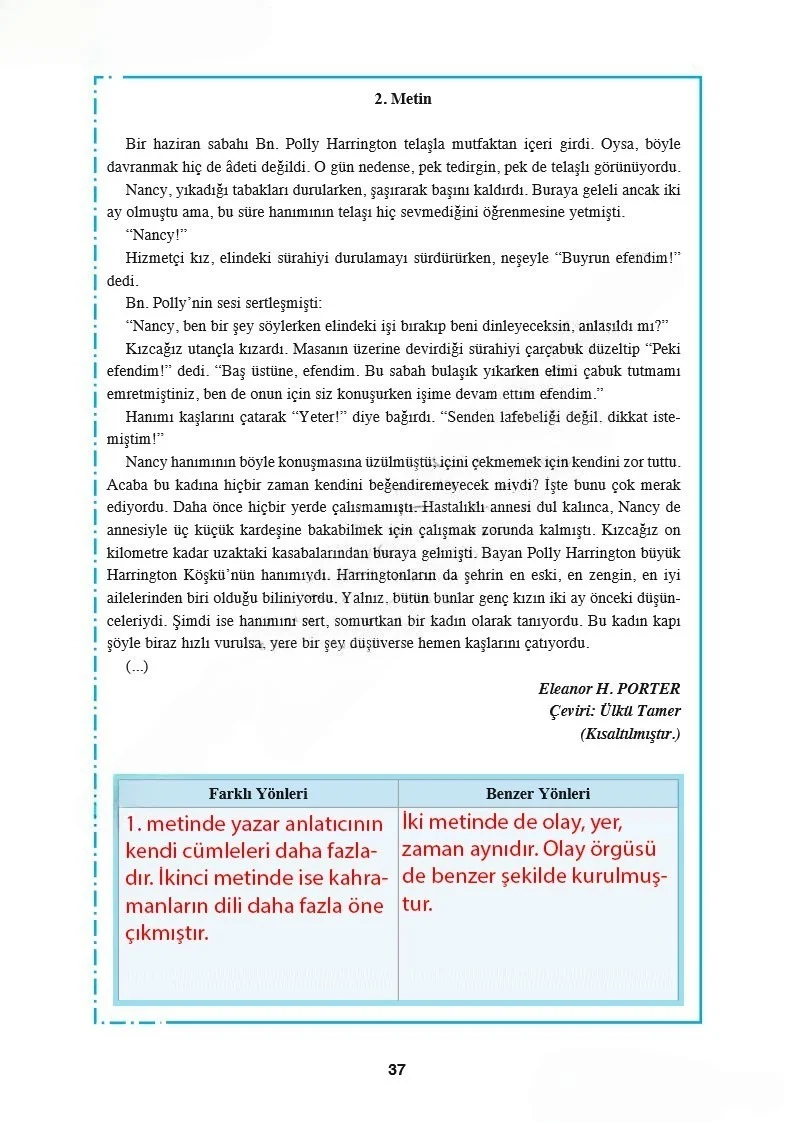 8. Sınıf Türkçe Ders Kitabı Cevapları Hecce Yayınları Sayfa 37 Çözüm Görseli