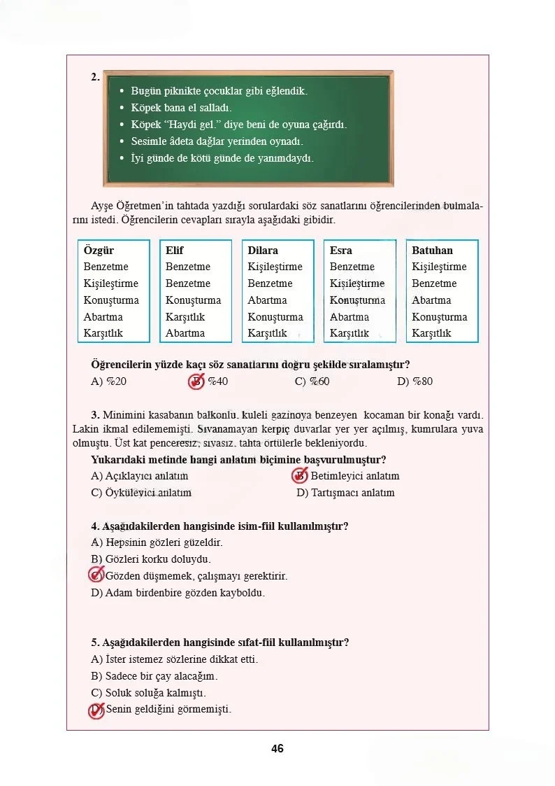 8. Sınıf Türkçe Ders Kitabı Cevapları Hecce Yayınları Sayfa 46 Çözüm Görseli