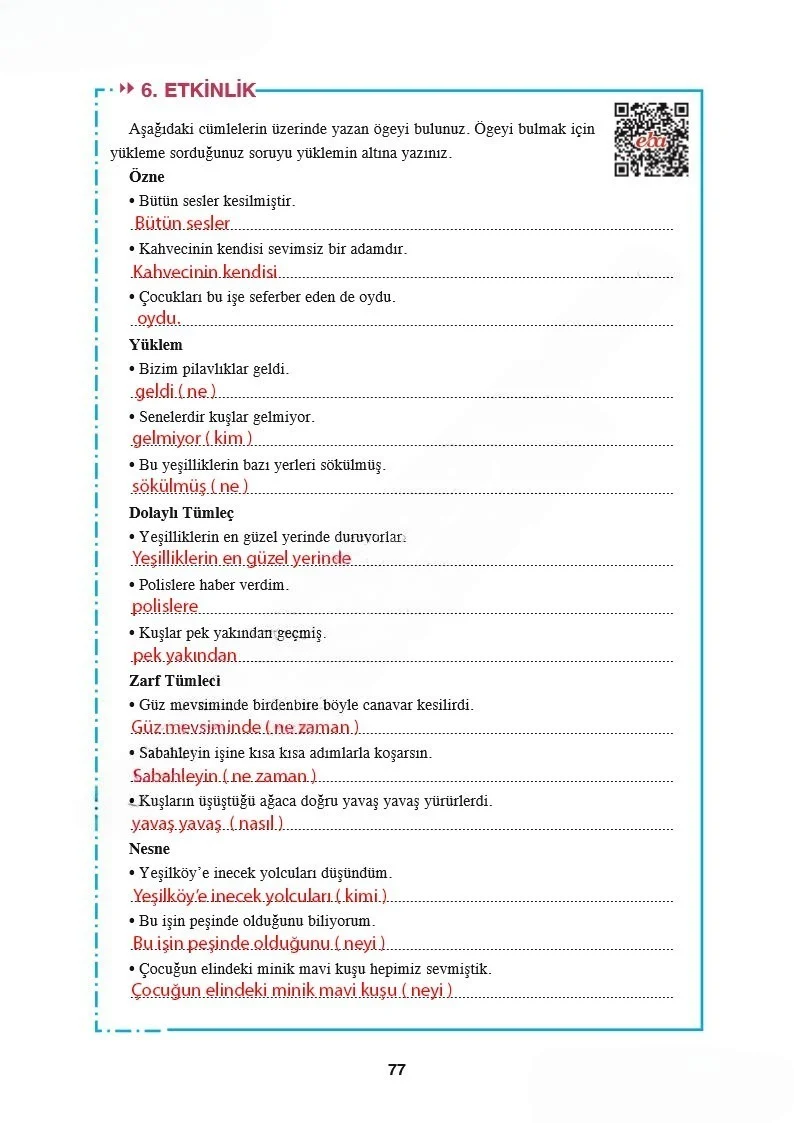 8. Sınıf Türkçe Ders Kitabı Cevapları Hecce Yayınları Sayfa 77 Çözüm Görseli