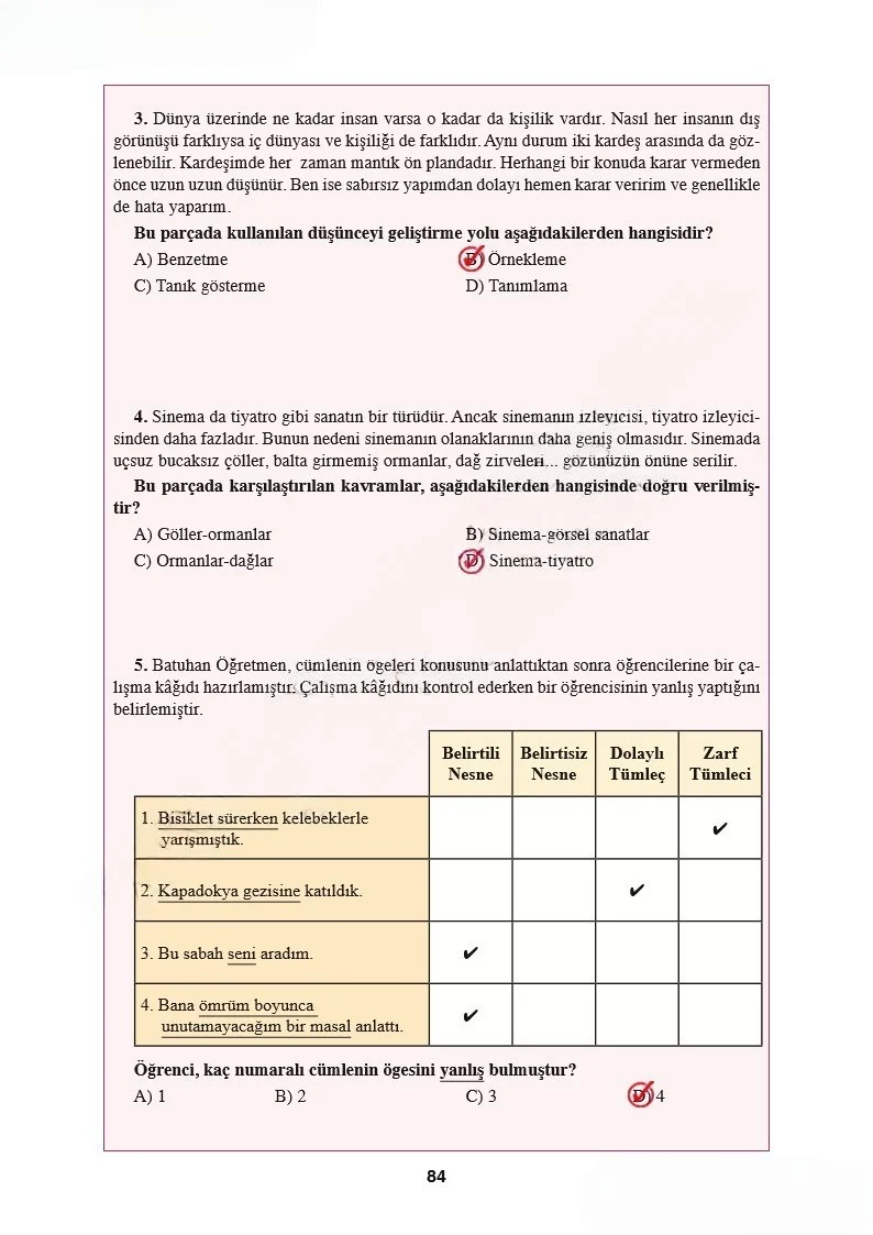 8. Sınıf Türkçe Ders Kitabı Cevapları Hecce Yayınları Sayfa 84 Çözüm Görseli