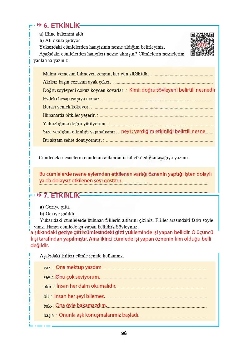 8. Sınıf Türkçe Ders Kitabı Cevapları Hecce Yayınları Sayfa 96 Çözüm Görseli