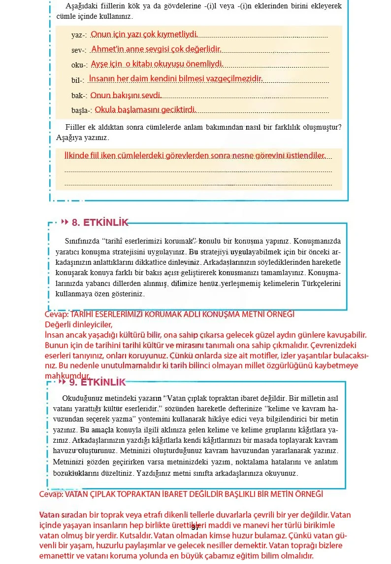 8. Sınıf Türkçe Ders Kitabı Cevapları Hecce Yayınları Sayfa 97 Çözüm Görseli
