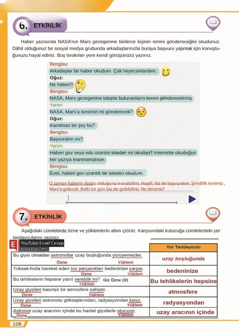 8. Sınıf Türkçe Ders Kitabı Cevapları Meb Yayınları Sayfa 108 Çözüm Görseli