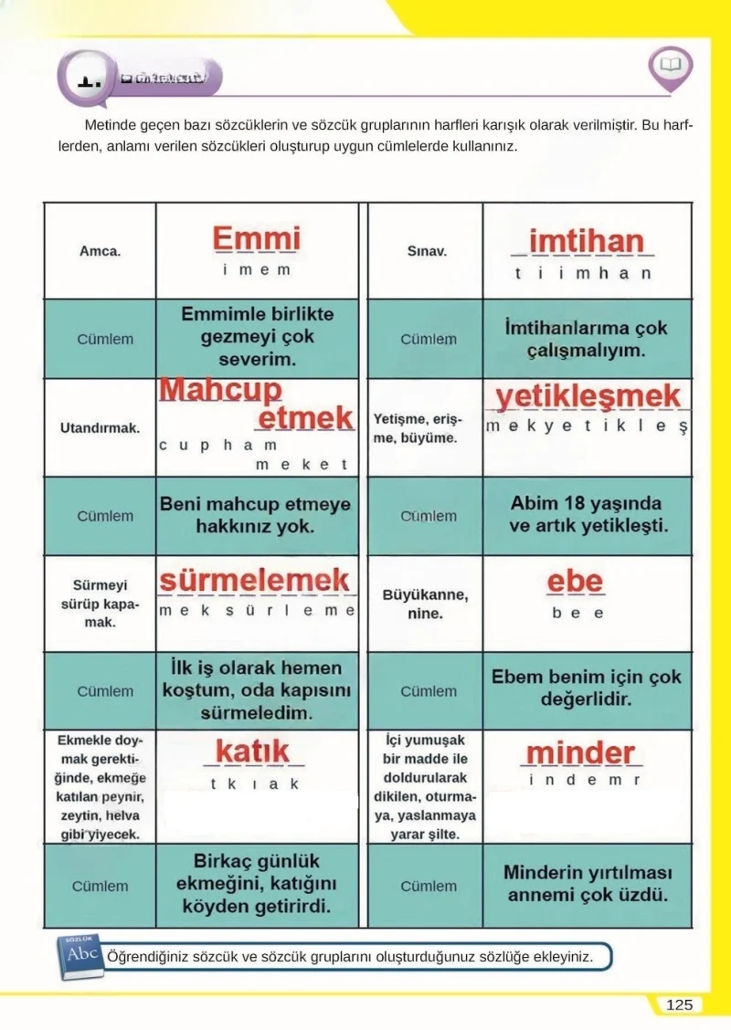 8. Sınıf Türkçe Ders Kitabı Cevapları Meb Yayınları Sayfa 125 Çözüm Görseli