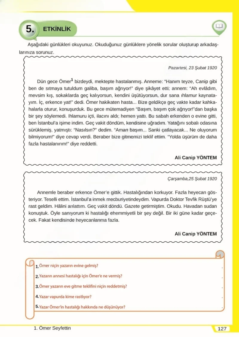8. Sınıf Türkçe Ders Kitabı Cevapları Meb Yayınları Sayfa 127 Çözüm Görseli