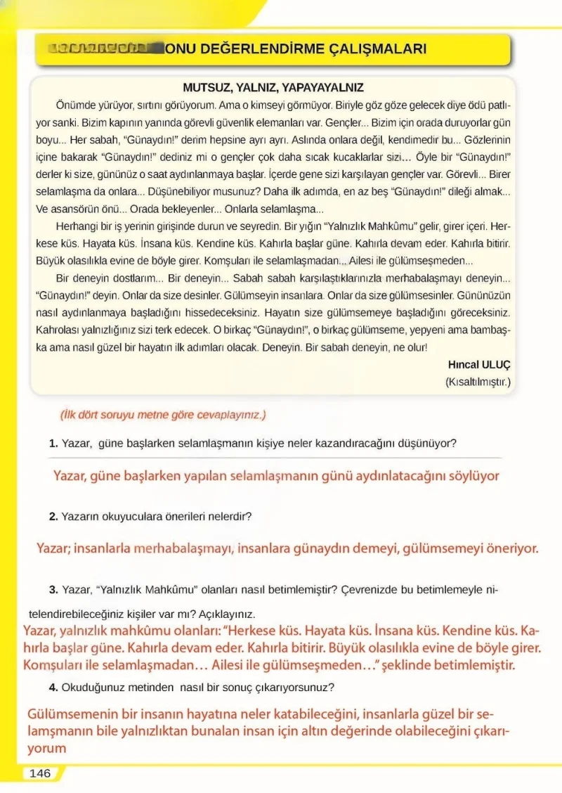 8. Sınıf Türkçe Ders Kitabı Cevapları Meb Yayınları Sayfa 146 Çözüm Görseli