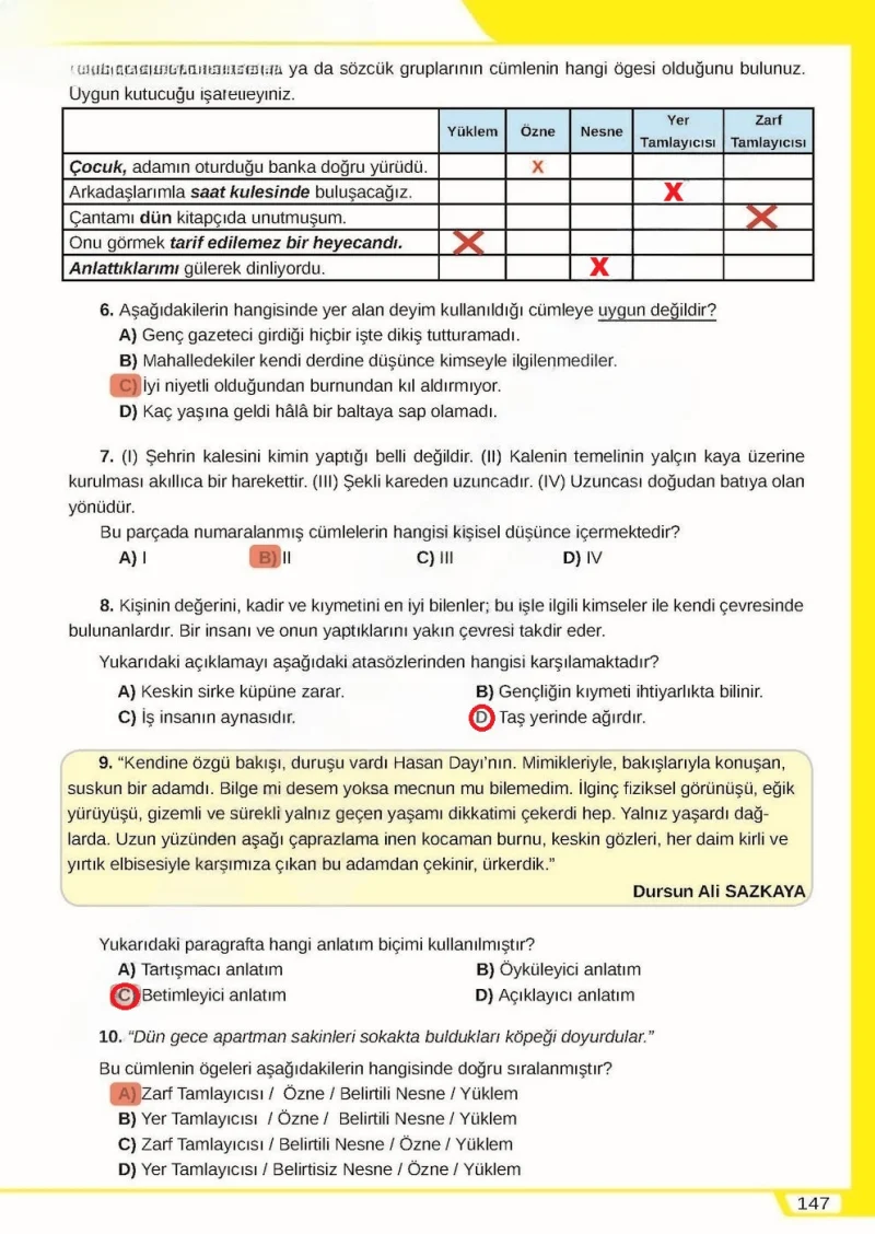 8. Sınıf Türkçe Ders Kitabı Cevapları Meb Yayınları Sayfa 147 Çözüm Görseli