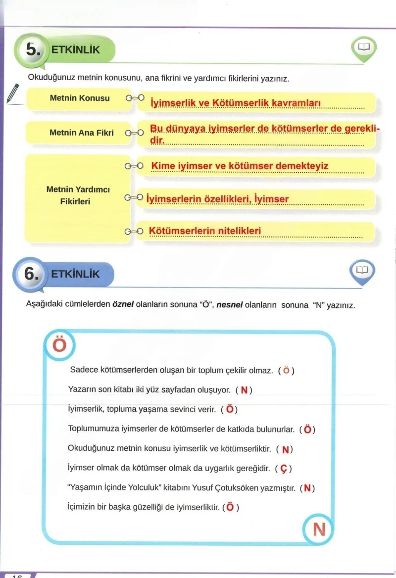 8. Sınıf Türkçe Ders Kitabı Cevapları Meb Yayınları Sayfa 16 Çözüm Görseli
