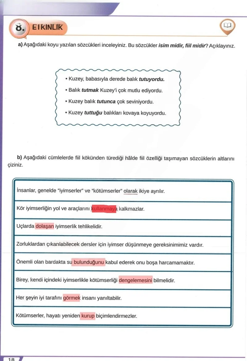 8. Sınıf Türkçe Ders Kitabı Cevapları Meb Yayınları Sayfa 18 Çözüm Görseli