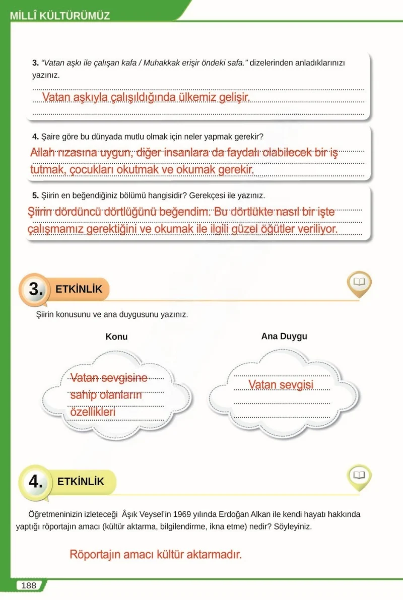 8. Sınıf Türkçe Ders Kitabı Cevapları Meb Yayınları Sayfa 188 Çözüm Görseli