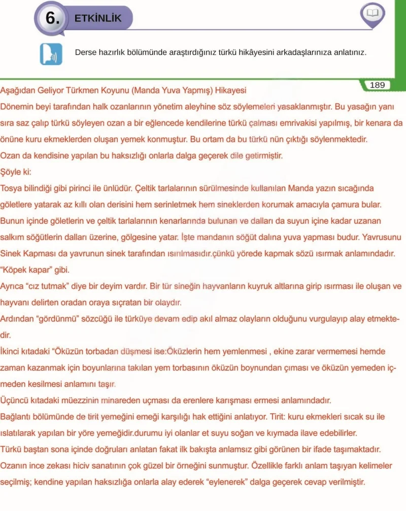 8. Sınıf Türkçe Ders Kitabı Cevapları Meb Yayınları Sayfa 189 Çözüm Görseli
