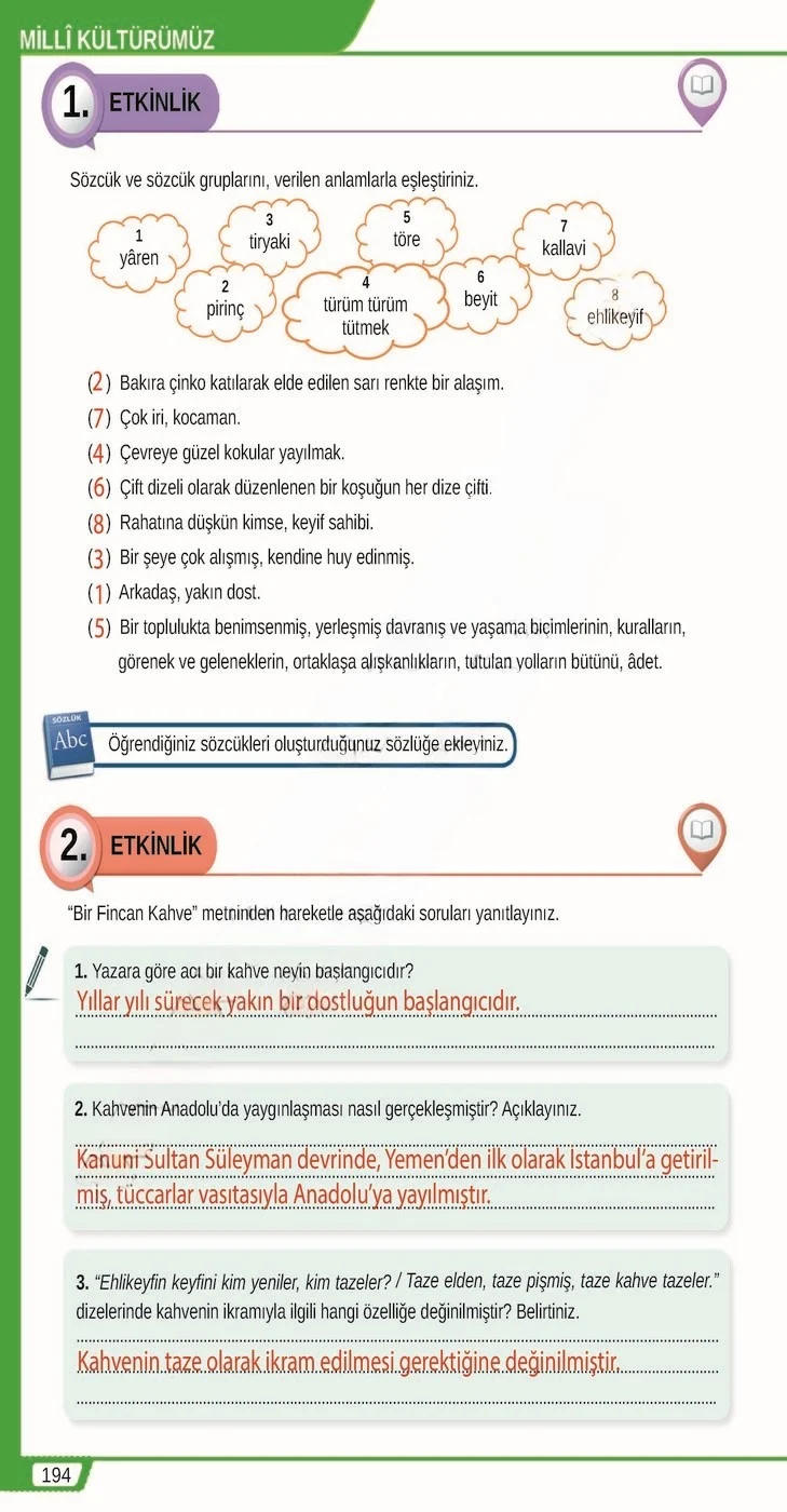 8. Sınıf Türkçe Ders Kitabı Cevapları Meb Yayınları Sayfa 194 Çözüm Görseli