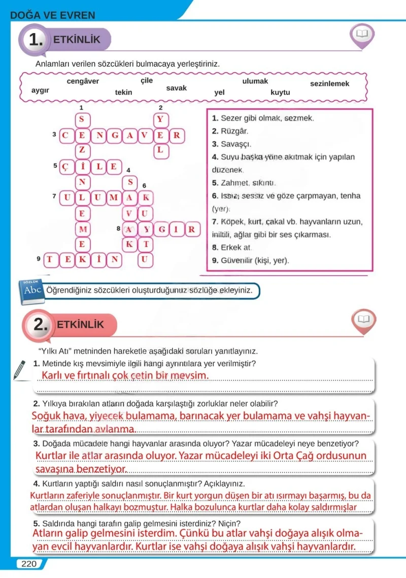 8. Sınıf Türkçe Ders Kitabı Cevapları Meb Yayınları Sayfa 220 Çözüm Görseli