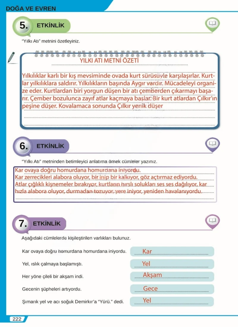 8. Sınıf Türkçe Ders Kitabı Cevapları Meb Yayınları Sayfa 222 Çözüm Görseli