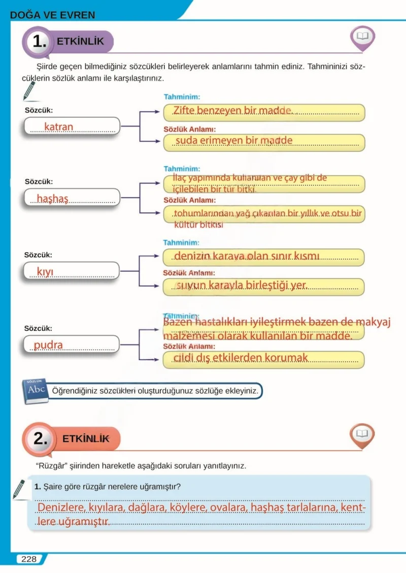 8. Sınıf Türkçe Ders Kitabı Cevapları Meb Yayınları Sayfa 228 Çözüm Görseli