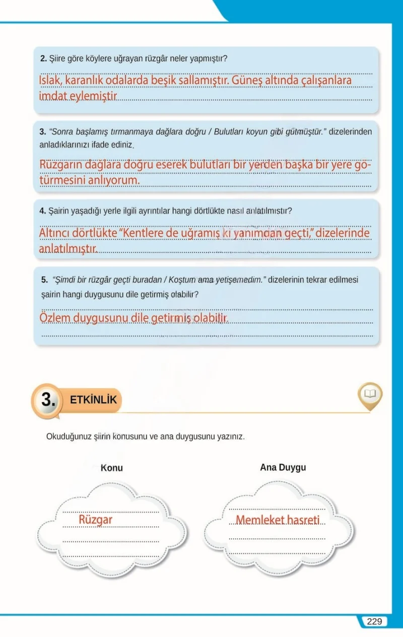 8. Sınıf Türkçe Ders Kitabı Cevapları Meb Yayınları Sayfa 229 Çözüm Görseli