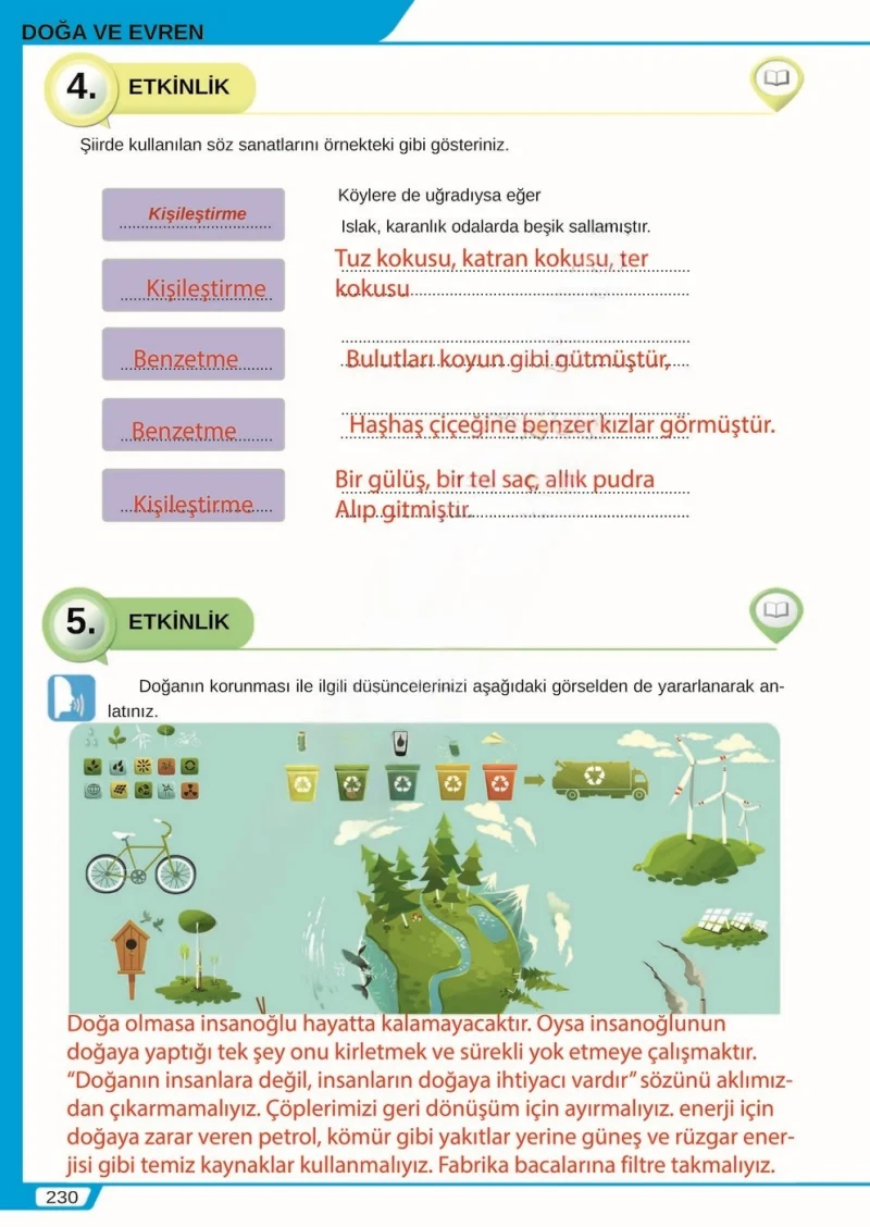 8. Sınıf Türkçe Ders Kitabı Cevapları Meb Yayınları Sayfa 230 Çözüm Görseli