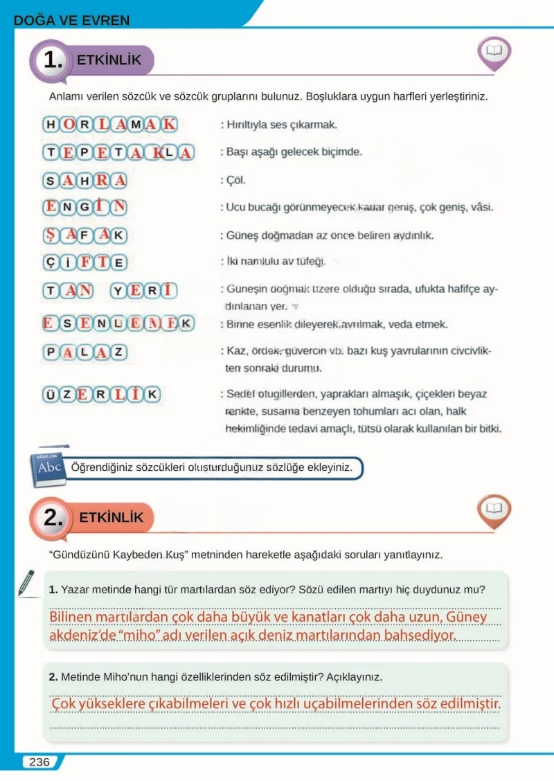 8. Sınıf Türkçe Ders Kitabı Cevapları Meb Yayınları Sayfa 236 Çözüm Görseli
