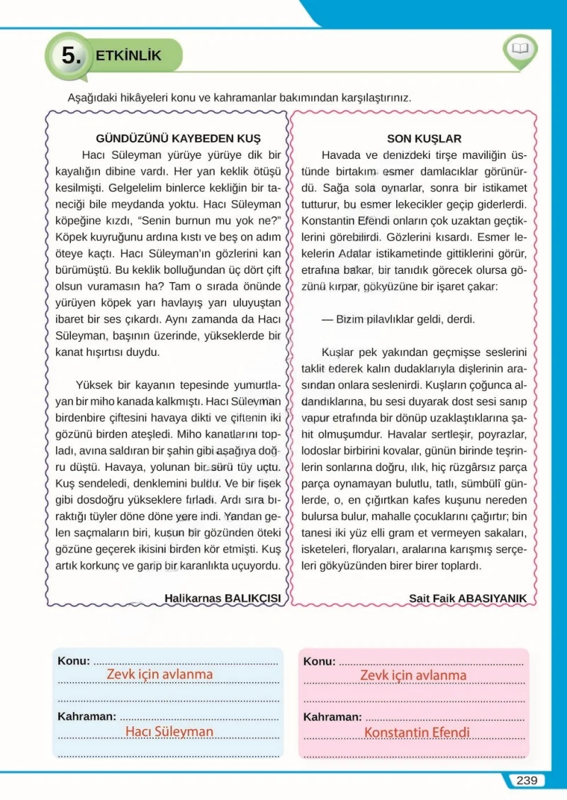 8. Sınıf Türkçe Ders Kitabı Cevapları Meb Yayınları Sayfa 239 Çözüm Görseli