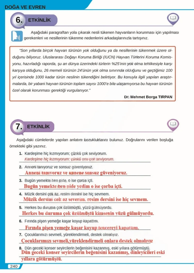 8. Sınıf Türkçe Ders Kitabı Cevapları Meb Yayınları Sayfa 240 Çözüm Görseli